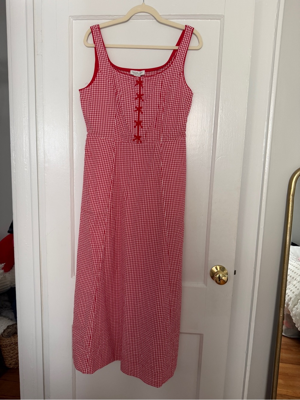 Rachel Zoe Red Gingham Midi Dress